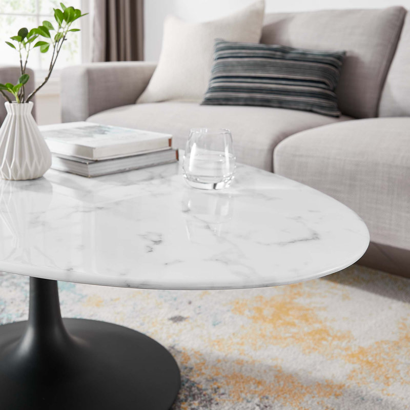 Lippa 48" Oval Coffee Table, White