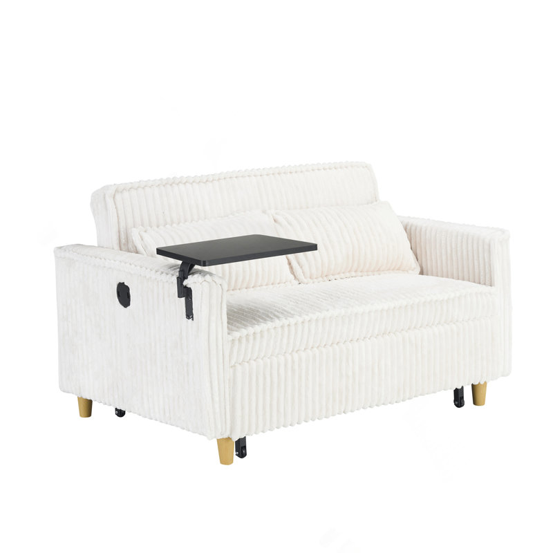 Le canapé escamotable en velours côtelé beige avec fonctions doubles, Beige