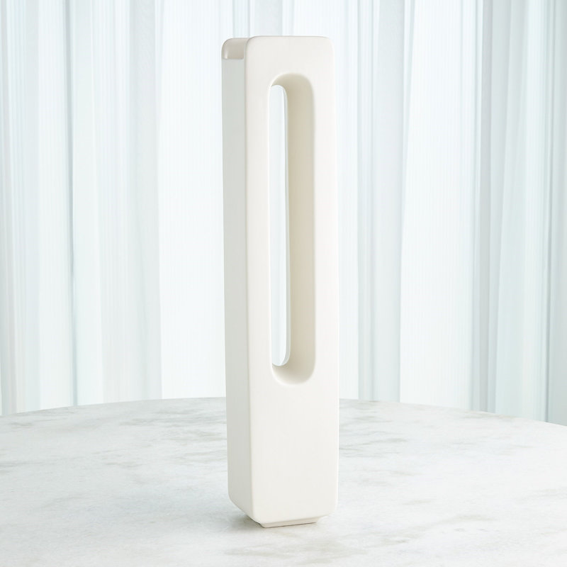 Handmade Ceramic Table Vase, White, 26.5" H x 5" W x 4" D