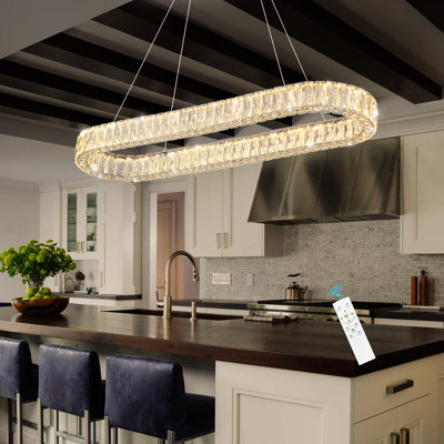 Modern Dimmable Crystal Led Long Chandelier