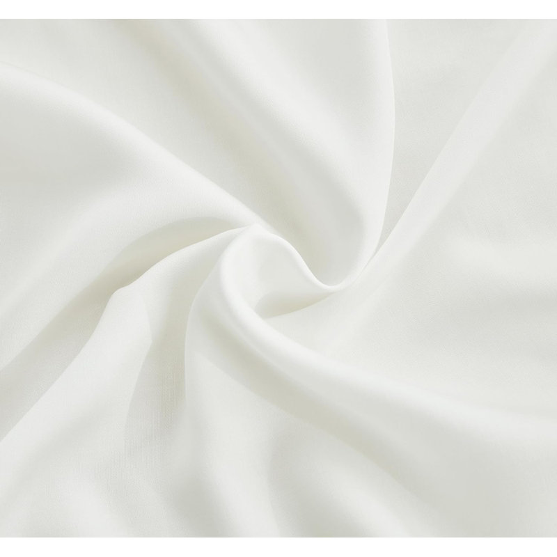 Silky Cooling Eucalyptus Tencel Lyocell Bedding Collection Sateen Sheet Set, Queen, White Dove