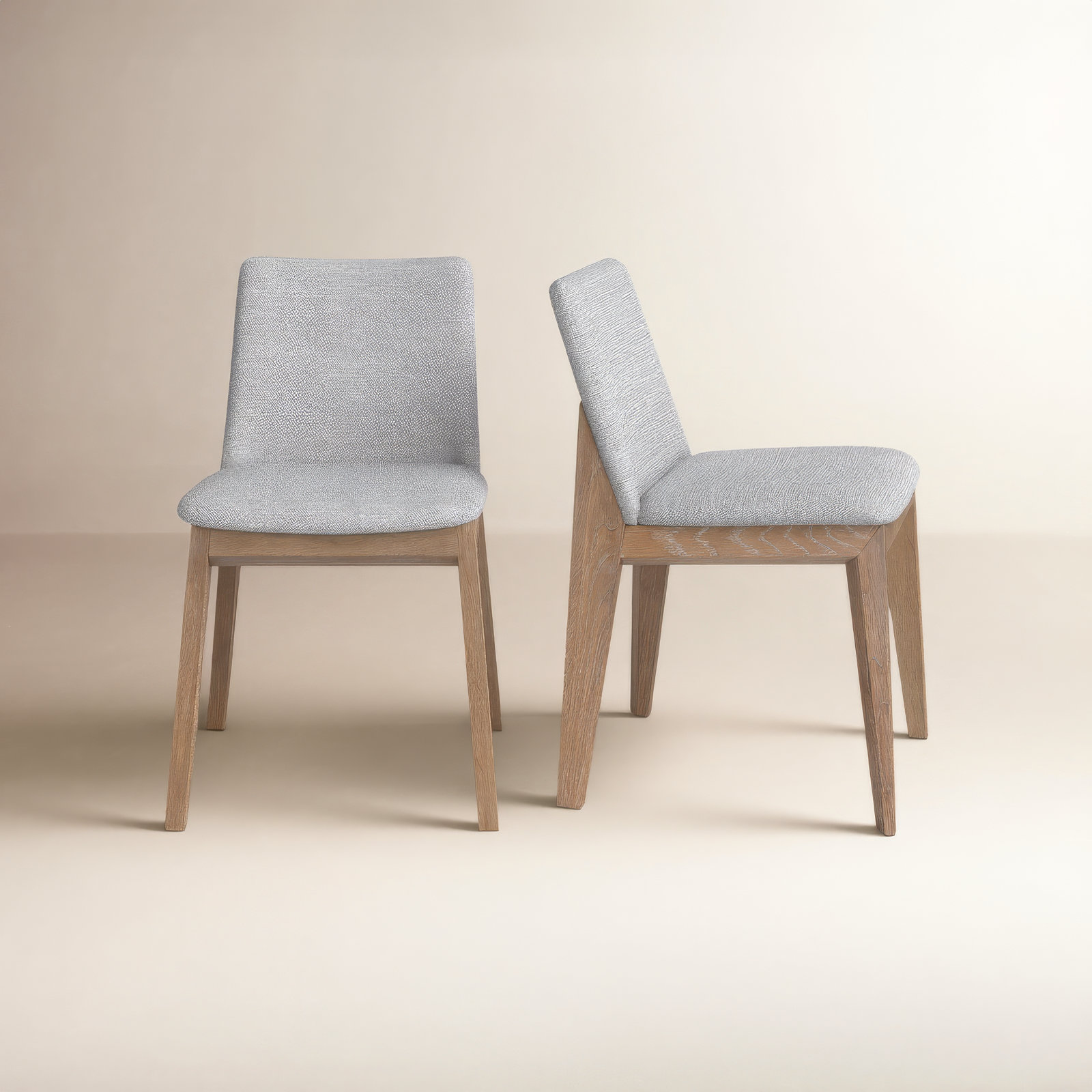 Anrey Solid Wood Upholstered Dining Chair, Gray, Natural