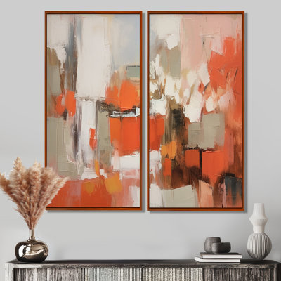 «Orange Minimalims Enchantment II», art abstrait grand marbre
