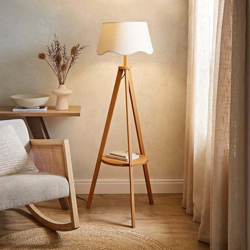 147cm Satin Tripod Floor Lamp, No, Beige