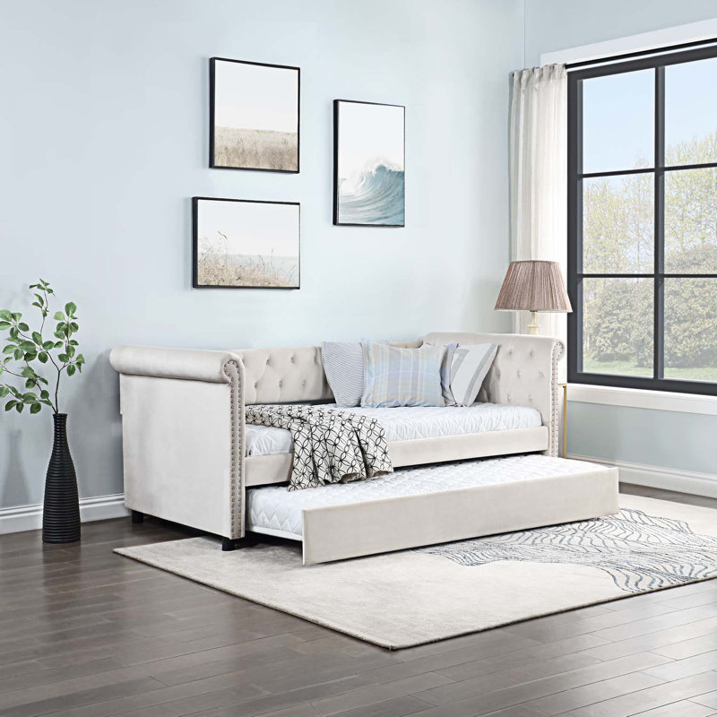 Lit de jour avec couchette Jasella, Beige