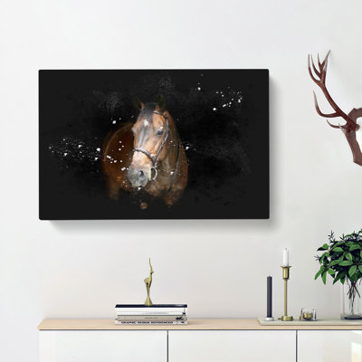 Brown Horse In The Shadows - Wrapped Canvas