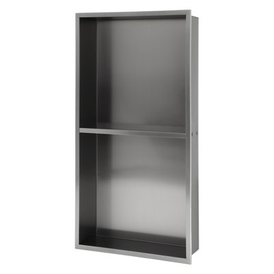 13" X 25" Stainless Steel Shower Niche Double Shelf
