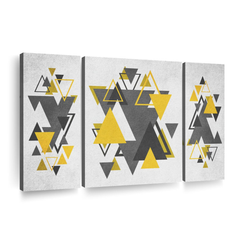 Triangles Abstract Geometric Multi Piece Canvas Print, 36" H x 74" W x 1.25" D