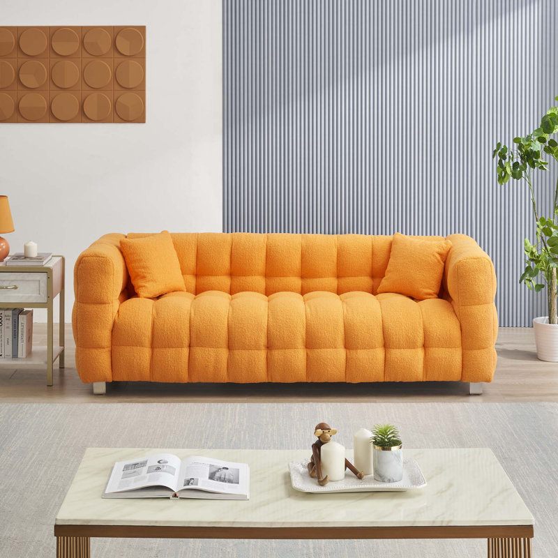 80" Teddy Fleece Sofa, Orange