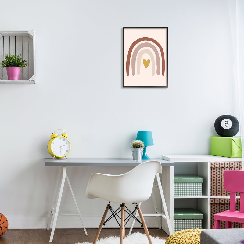 Terre cuite arc-en-ciel, griffonnage en forme de cœur, ferme rustique surdimensionnée, giclée sur toile, art texturé par Caroline Alfreds
