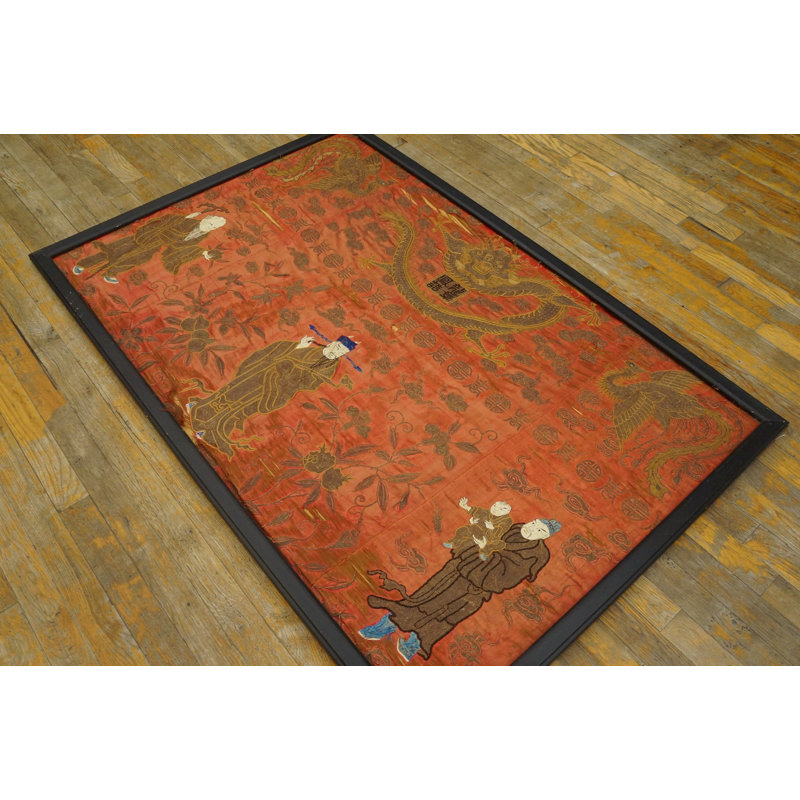 Antique Textile Chinese  Red 1850s Rug