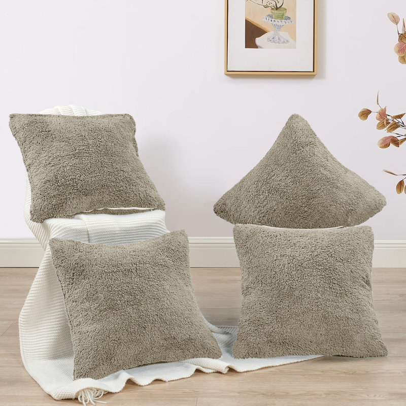 Indoor / Outdoor Square Throw Pillow Cover, Feathery Grey