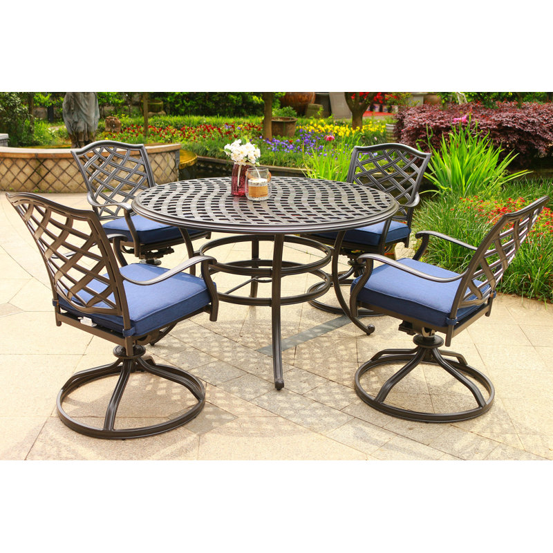 Ensemble de salle à manger en aluminium durable et élégant pour toutes les saisons, Brun