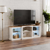 Wood LED Lightning Entertainment Center with Adjustable Shelves Fit for TVs up to 80"