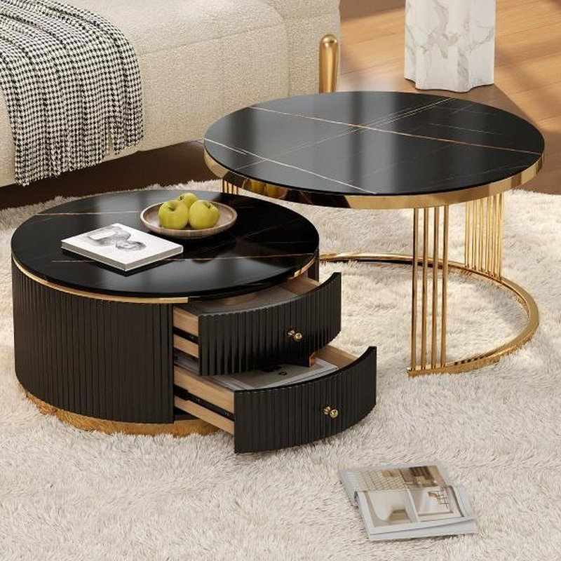 Table basse gigogne 2 pièces Modern Modern, Noir