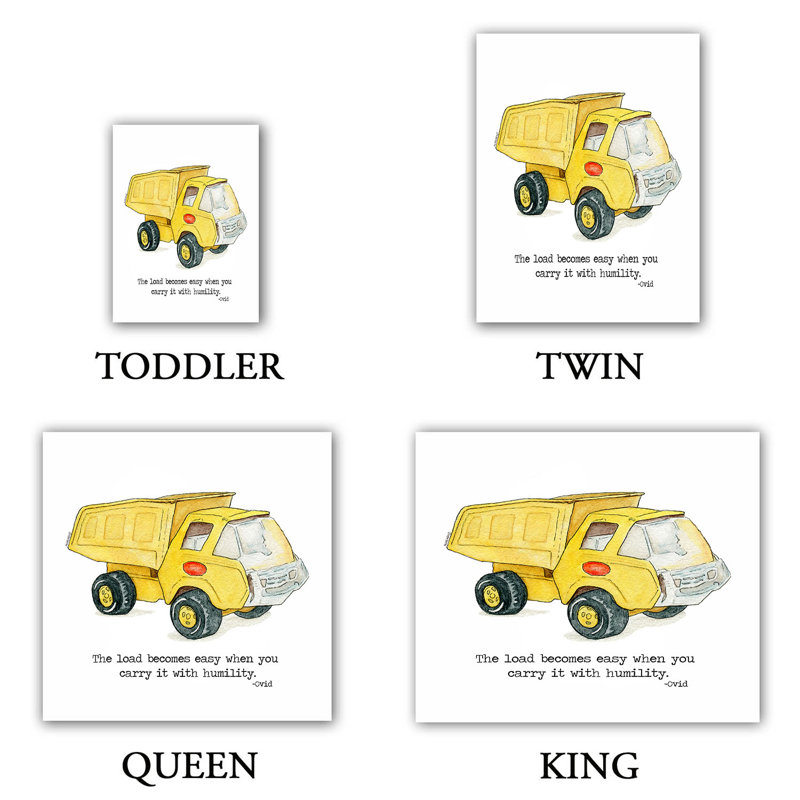 Ensemble de housse de couette de camion dump pour jouets, 1 housse + 2 taies très grand lit