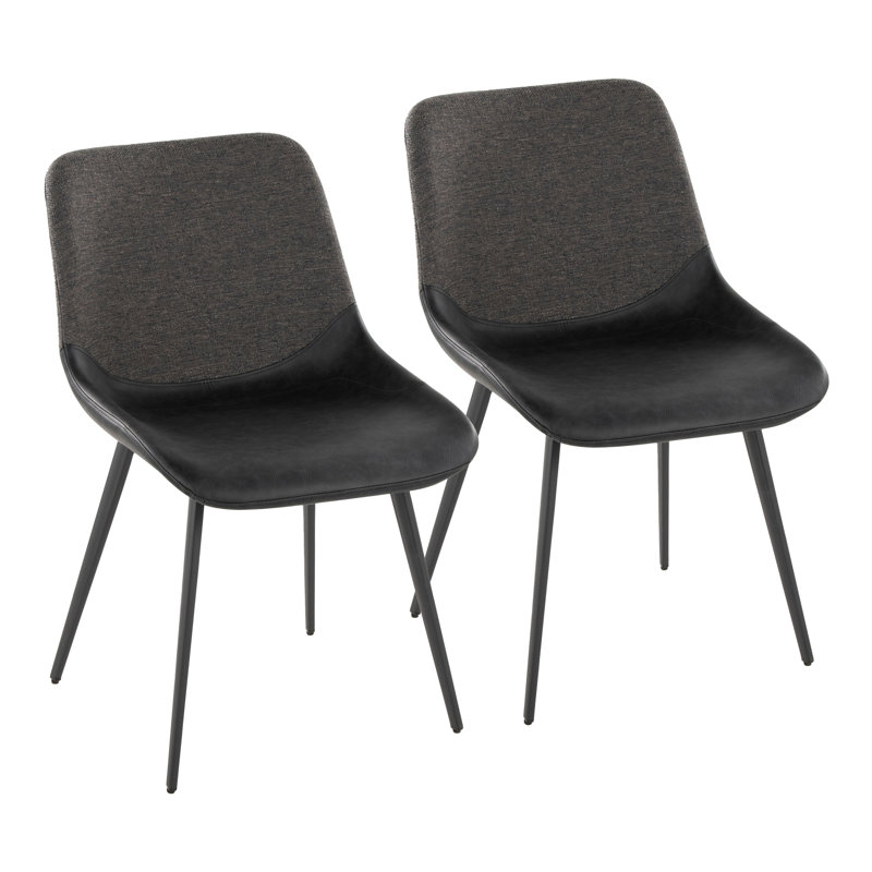 Chaise d'appoint Castillon, Similicuir noir / tissu gris