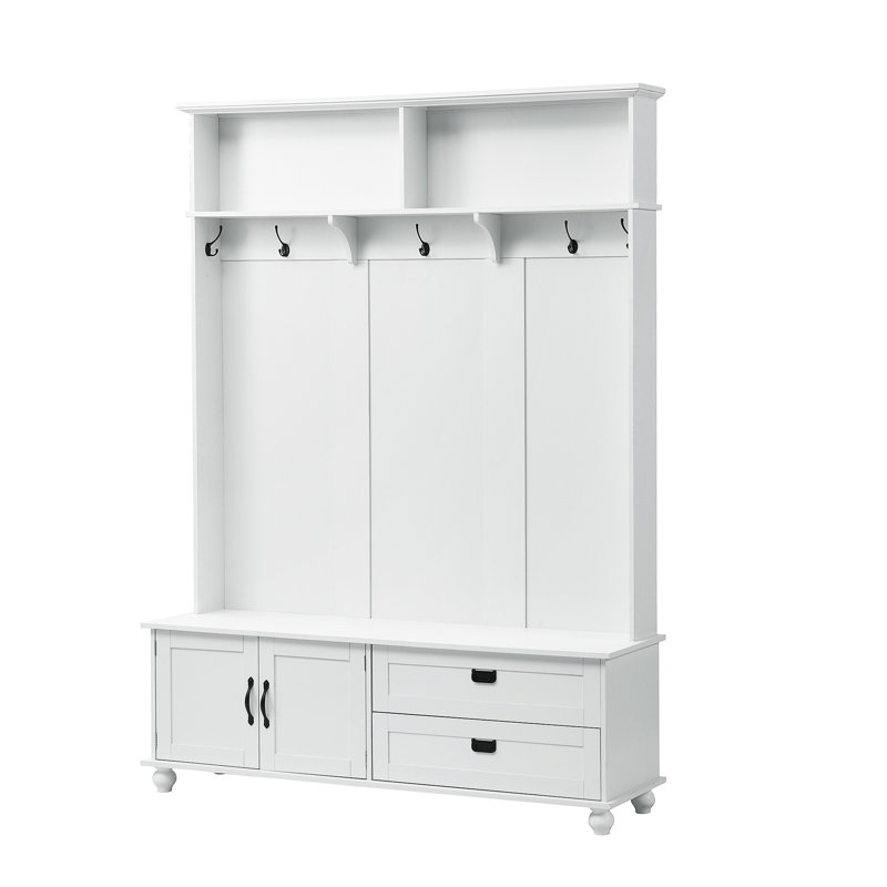 Arbre d'entrée tendance avec armoire de rangement et 2 grands tiroirs, Blanc