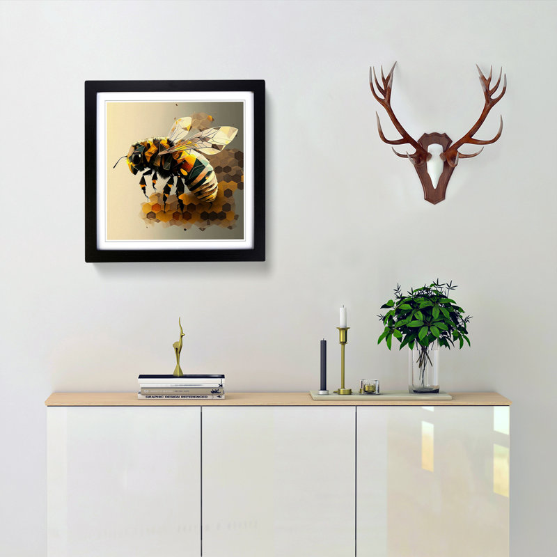 Bee Cubism - Framed Print, Black