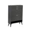 Armoire à chaussures grise avec de nombreuses tablettes de rangement