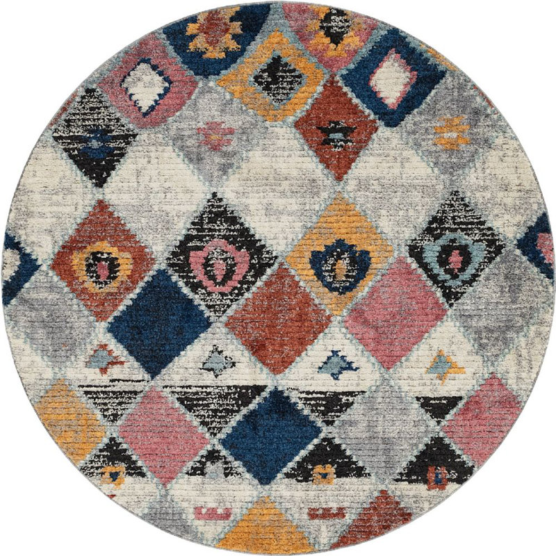 Victorville Abstract Biscotti Multi Area Rug, Round 4'