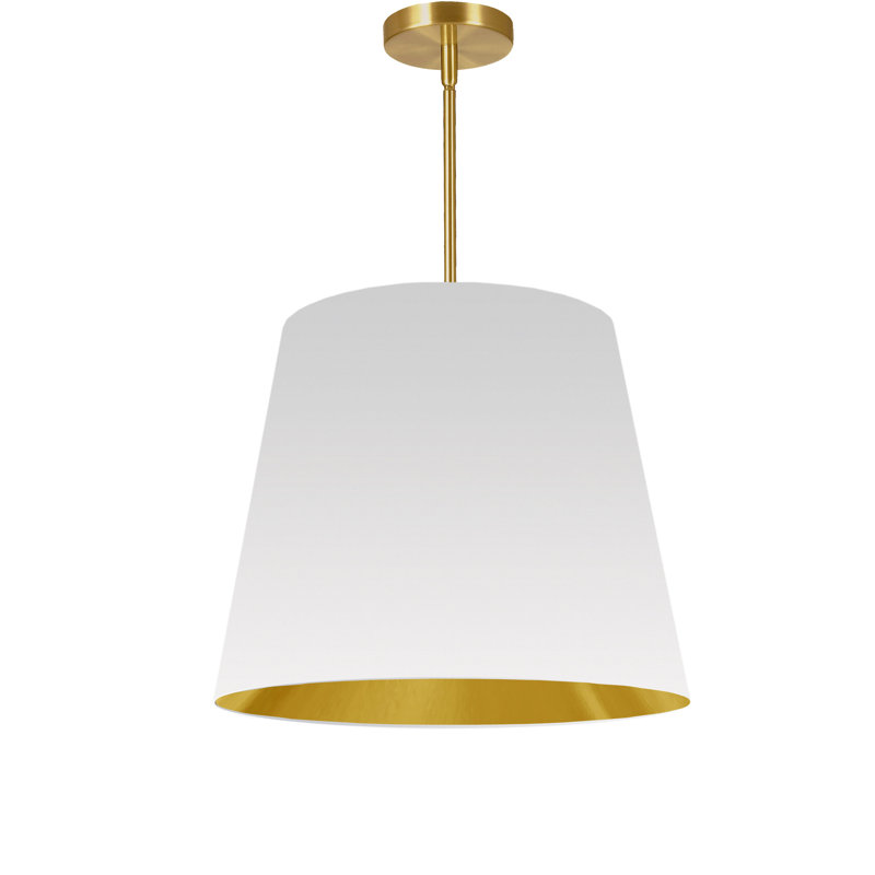 Oversized Drum 1 Light Drum Cylinder Pendant, 20" H x 20" W x 20" D, White/Gold