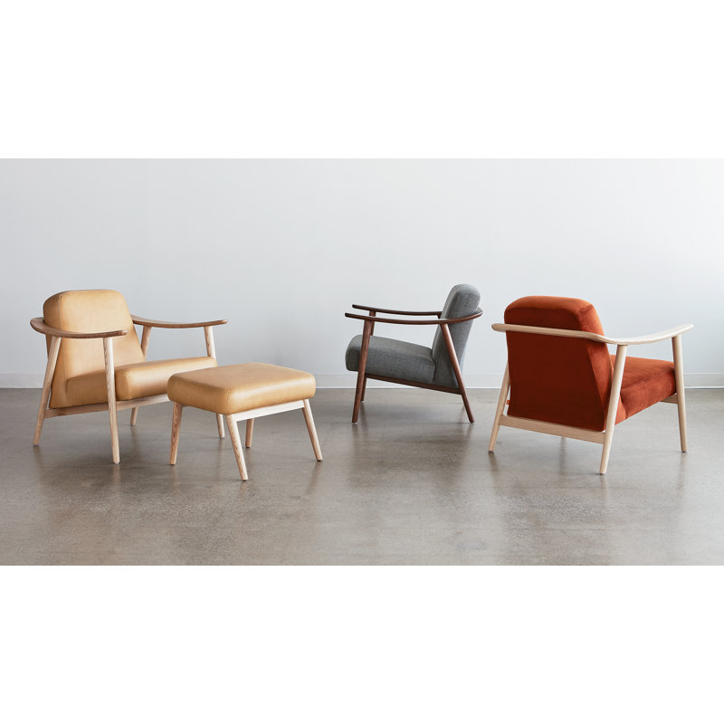 Baltic 76.2Cm Top Grain Leather Wide Armchair, Velvet Russet Velvet, Ash Natural