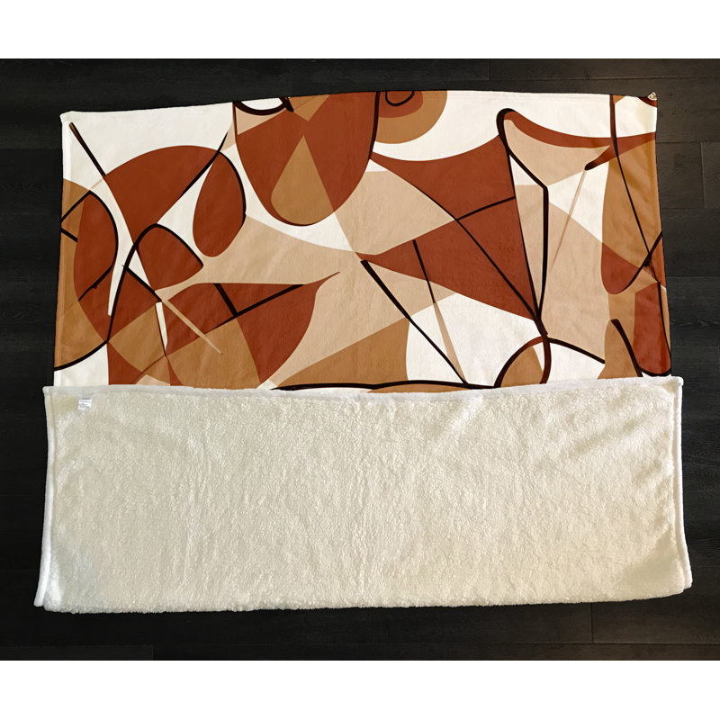 Throw Blanket, 68" W x 80" L, Geometric Shapes/Abstract, Orange/Black