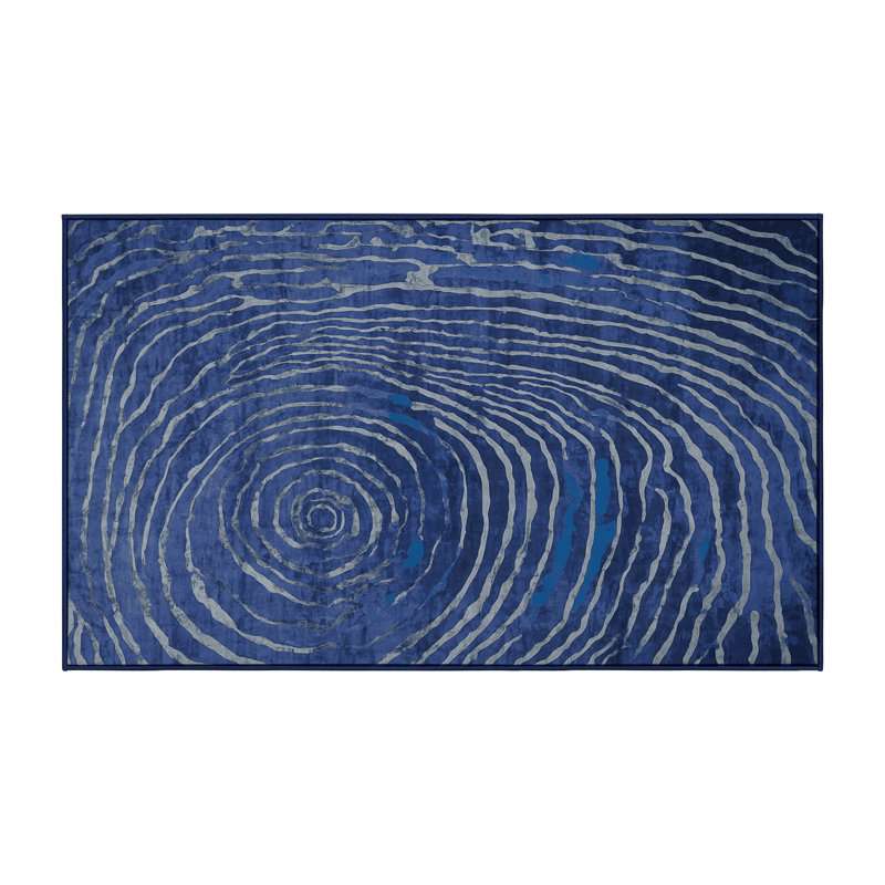 Machine Washable Blue Area Rug, Rectangle 7' x 9'