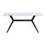 Salle à manger moderne 5 pièces avec plateau en pierre frittée, chaises rembourrées grises, pieds en métal noir, plateau de table au style tendance-1139200188