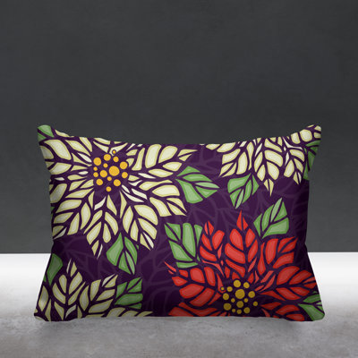 Christmas Floral Outdoor Reversible Throw Pillow