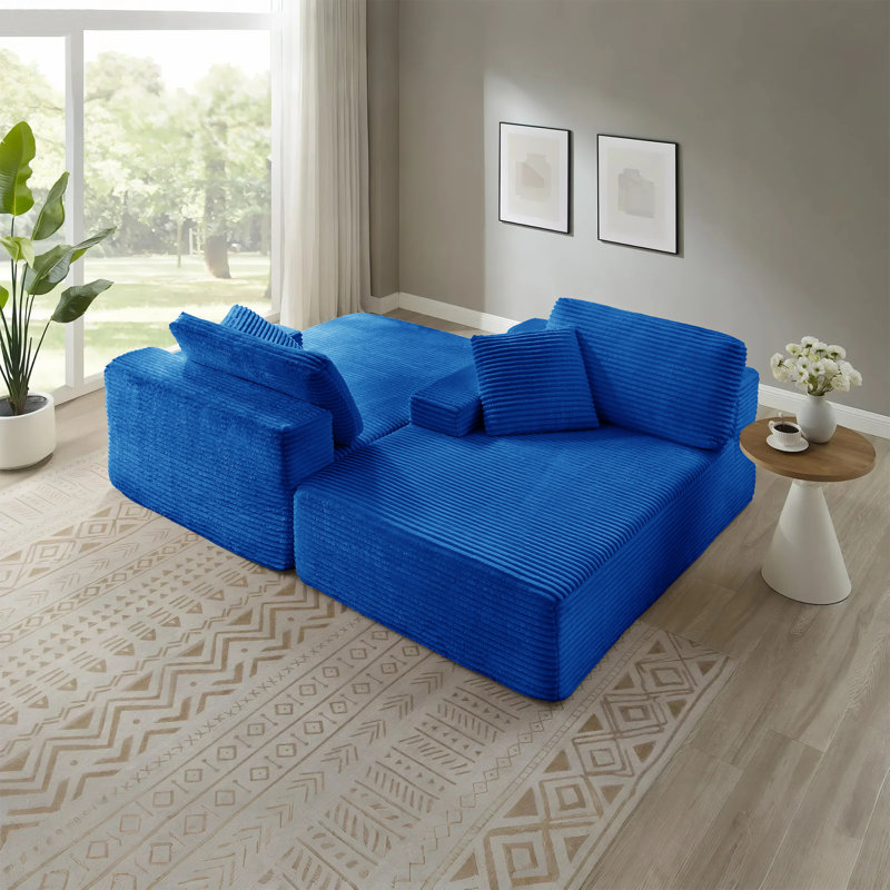Boneless 89.3” Oversized Double Lounge Chaise,Cloud Plush Sofa Bed,Upholstered Boneless Cloud Sofa Deep Seat,Modern Corduroy Sleeper Loveseat Chair For Living Room Bedroom Reading,No Assembly Required