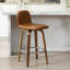 Tabouret de bar pivotant en noyer rembourré-755534286