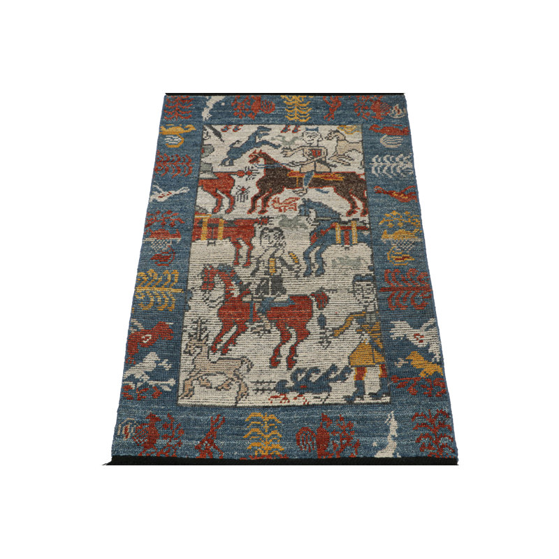 Burano Hand Knotted Wool Animal Print Area Rug, Rectangle 6' x 9'