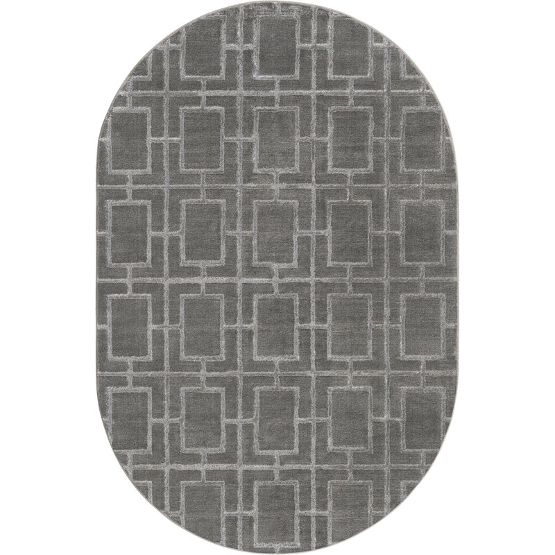 Geometric Indoor Rug, Oval 5'3" x 8'