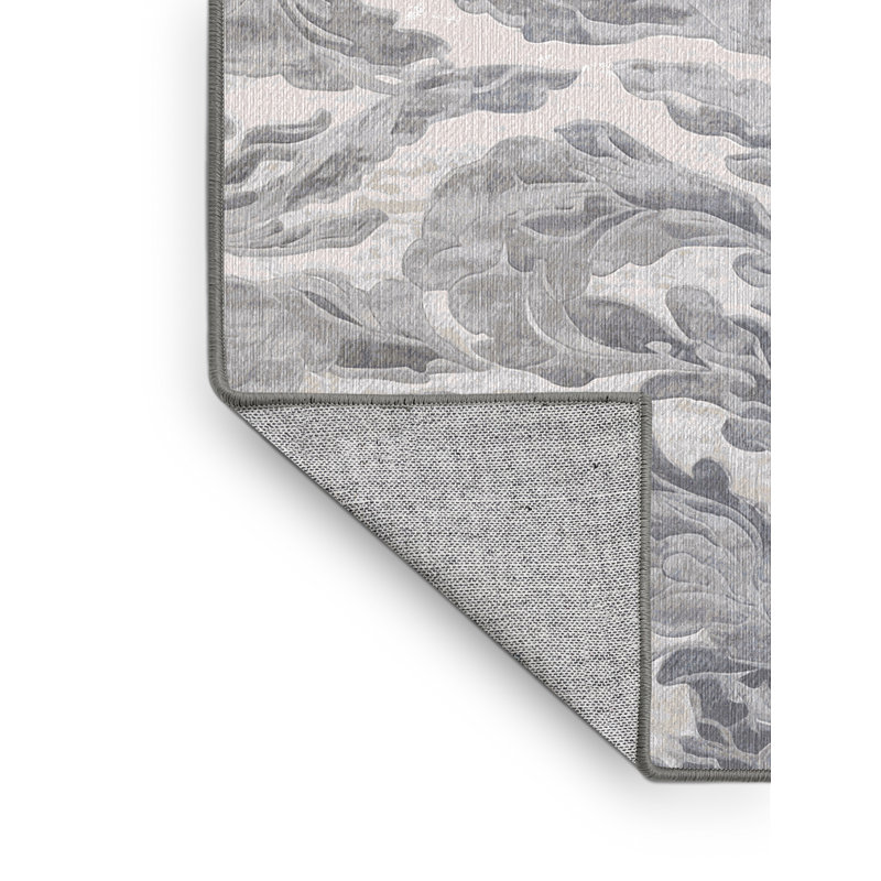 Machine Washable Gray Area Rug, Round 8'