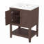 Meuble-lavabo de salle de bain avec lavabo en céramique, structure en bois massif et tablette ouverte-2113463648