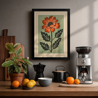Study in Orange Botanical - Framed Print