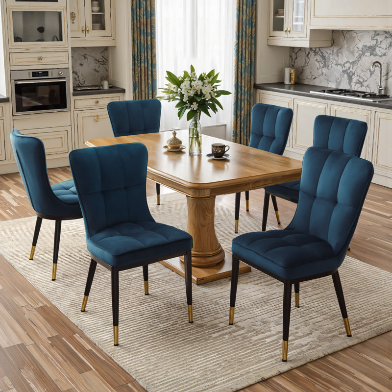 50 cm H Tufted Dining Chair, 2, Blue