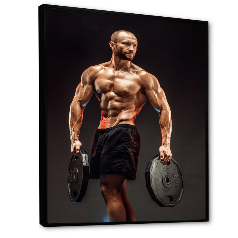 «Powerlifting Man Flex II», reproduction sur toile, H 32 po x l 24 po x P 1 po, Cadre flottant noir