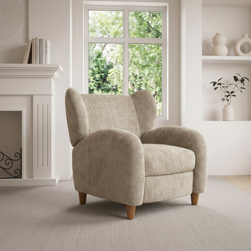 Fauteuil d'appoint inclinable convertible Nordic avec dossier incurvé, Chameau