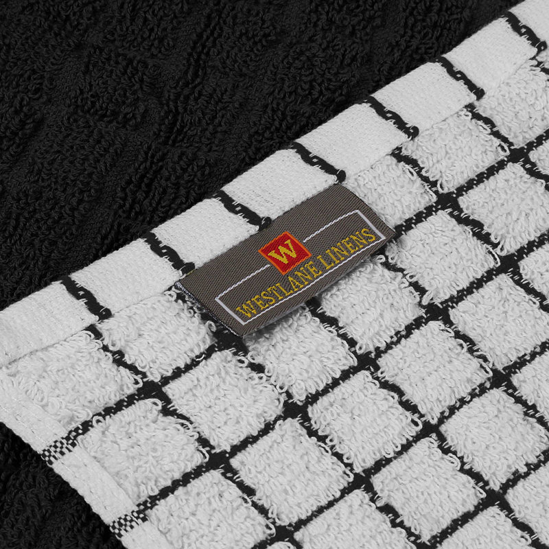 Jeanise Midweight Washcloth, Black/White