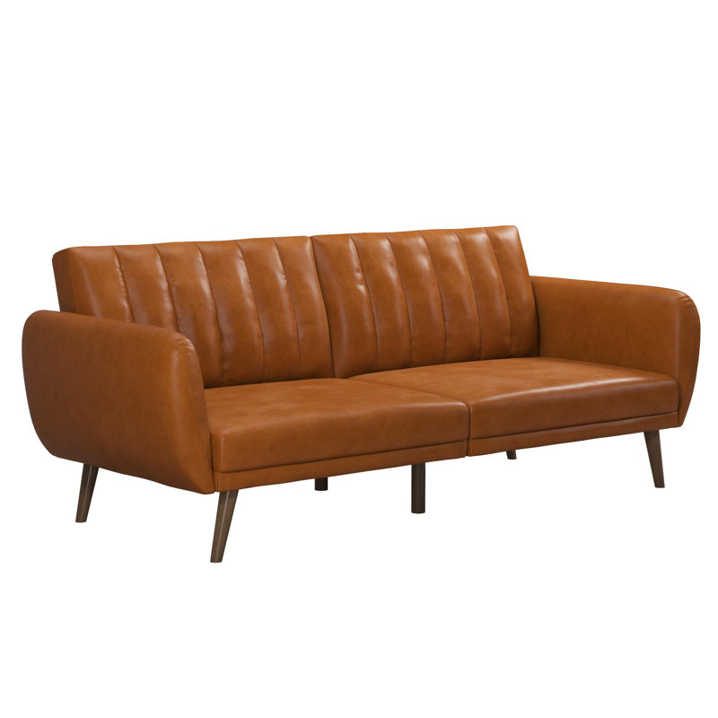 Brittany 81.5'' Vegan Leather Convertible Sofa, Brittany Camel Faux Leather