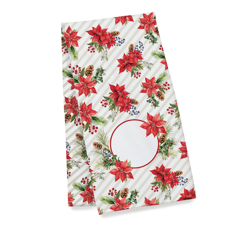 Holiday Poinsettia Name & Initial Hand Towel