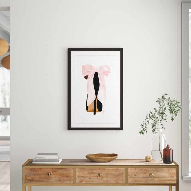 Pink Shoe Bow 1 Piece Single Picture Frame Painting, 91cm H x 61cm W x 3.81cm D