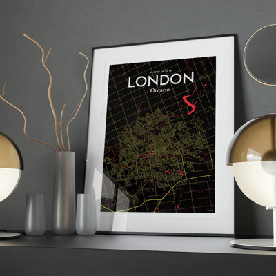 London Ontario City Map In Contrast - No Frame Print