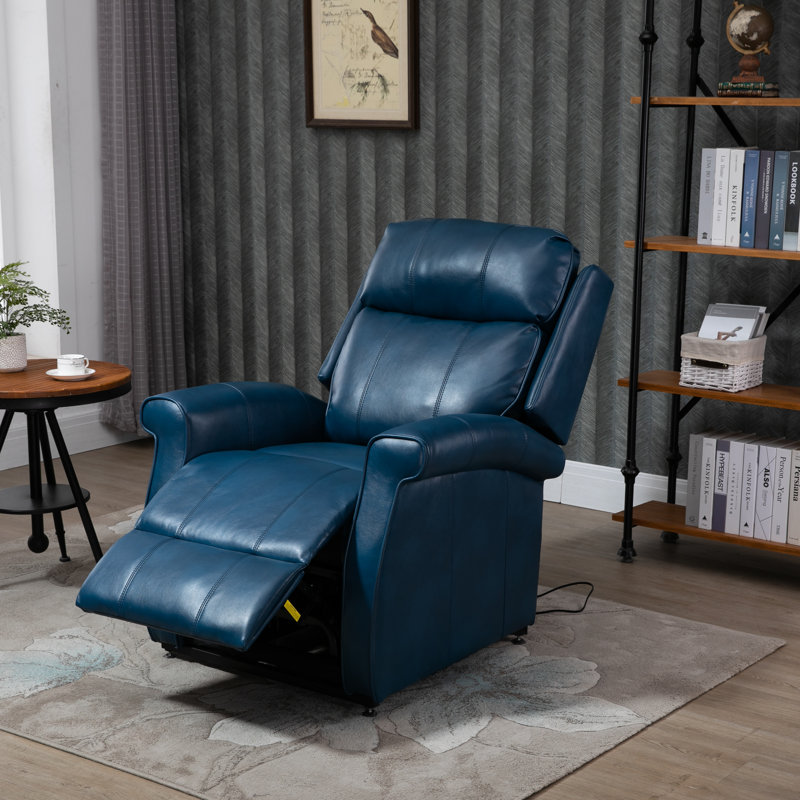 Fauteuil inclinable bleu en similicuir, Similicuir bleu