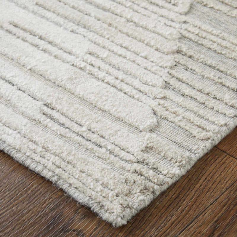 Elias Modern Diamond Ivory Area Rug, Rectangle 3'6" x 5'6"