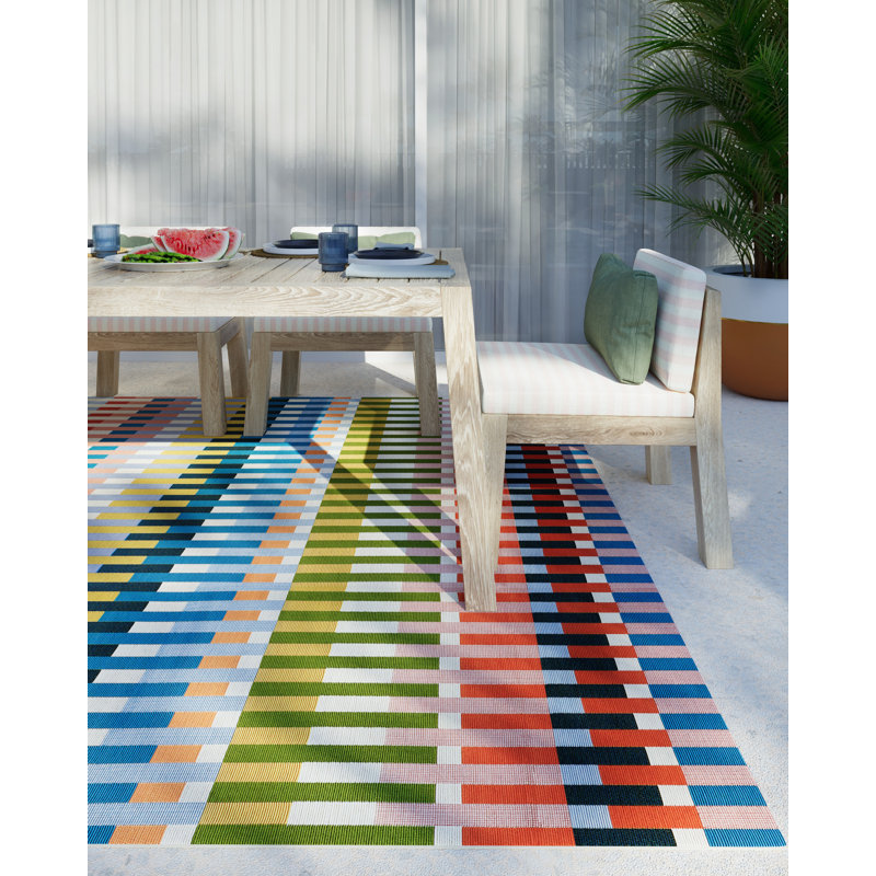 Icon Striped Indoor Outdoor Multi Rug, Rectangle 5'3" x 7'6"
