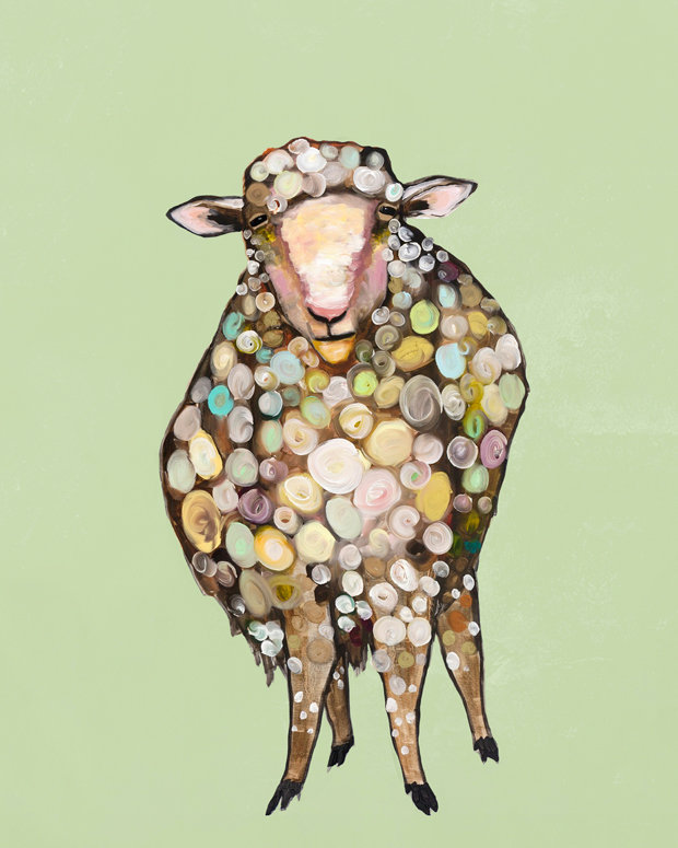 «1 Woolly Sheep» - Impression sur toile tendue, H 32 po x l 24 po